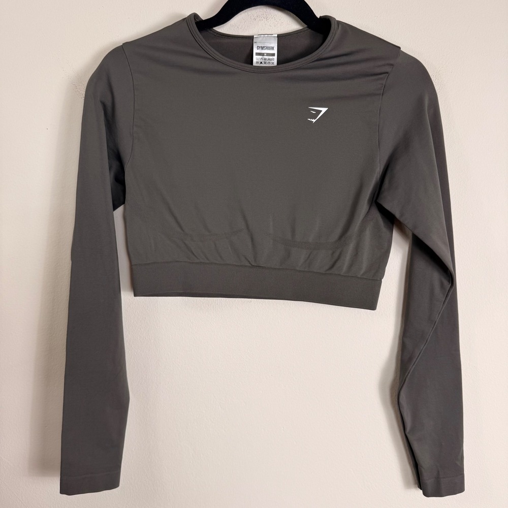 Gymshark Vital Seamless 2.0 Long Sleeve Crop Top Charcoal Grey Medium B7A2S